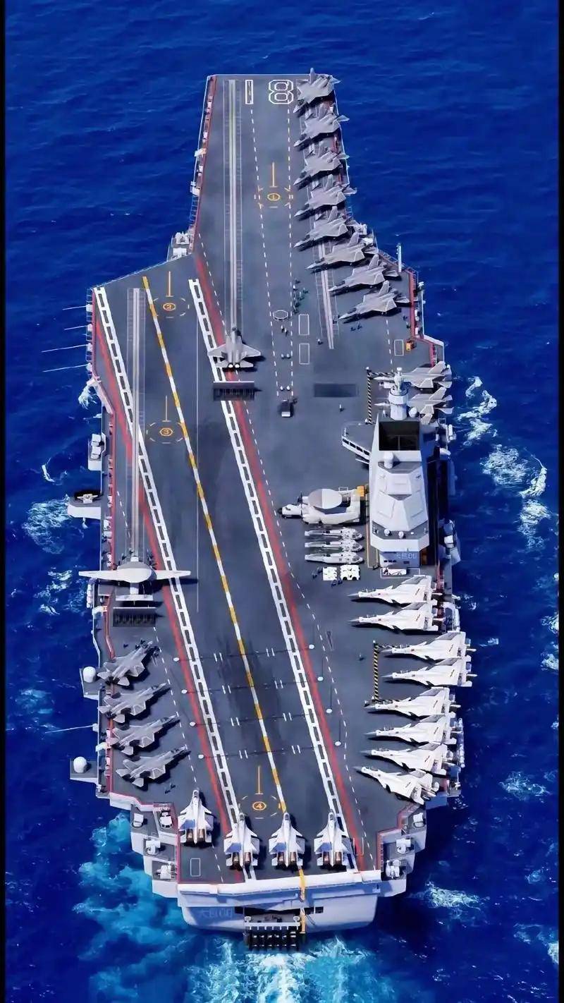 中国004型核航母初露真容，42米宽300米长，排水量或超11万吨？
